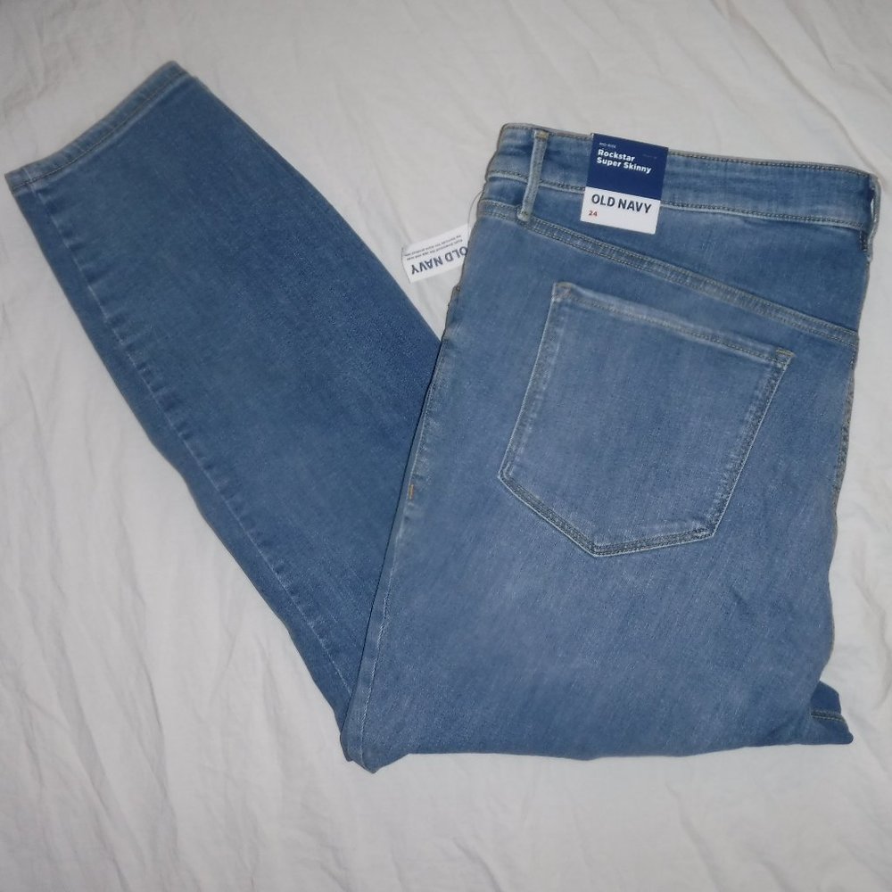 NWT Old Navy Mid Rise ROCKSTAR Super Skinny Pacifica Wash Jeans Womens 24 413163